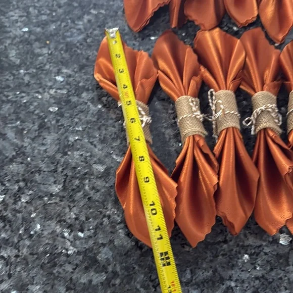 Set of 10 Fall Burnt orange With burlap custom made napkin setting/ set of 10 - Picture 4 of 4